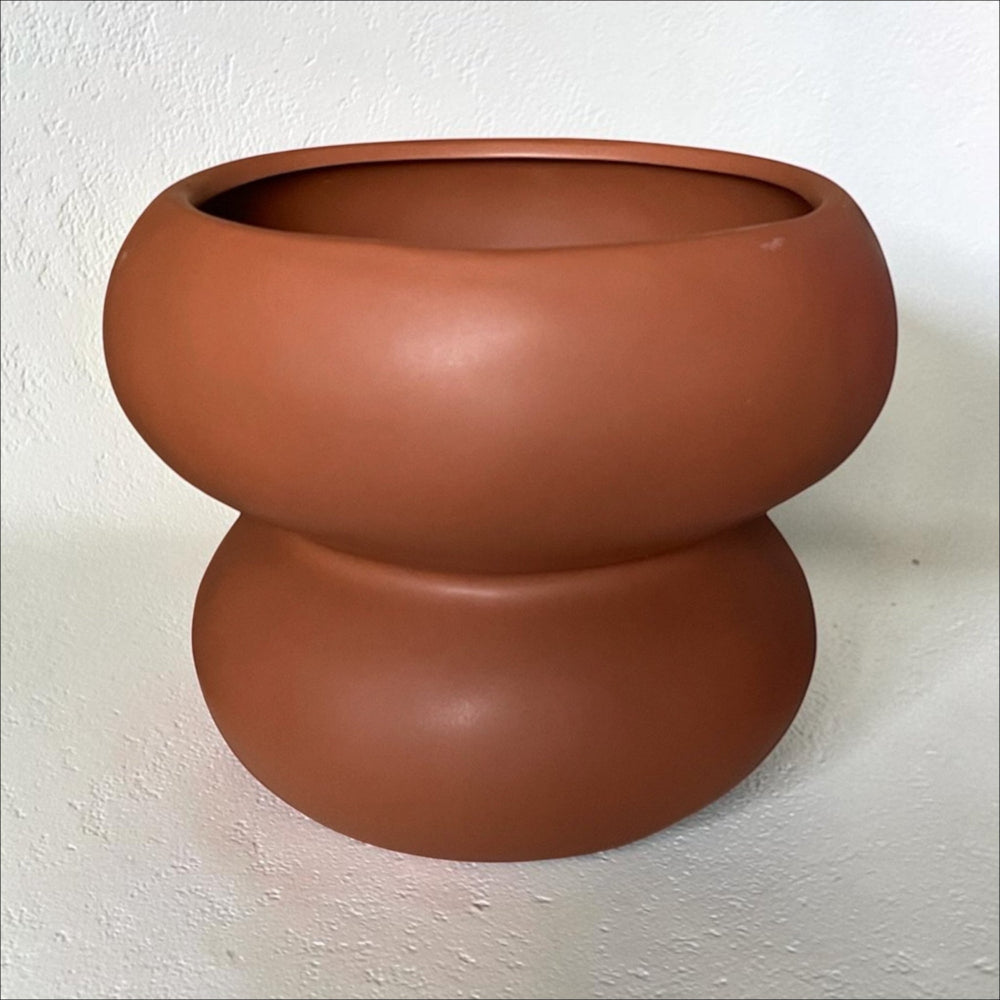Vase coupe organique terracotta en grès – 19 cm