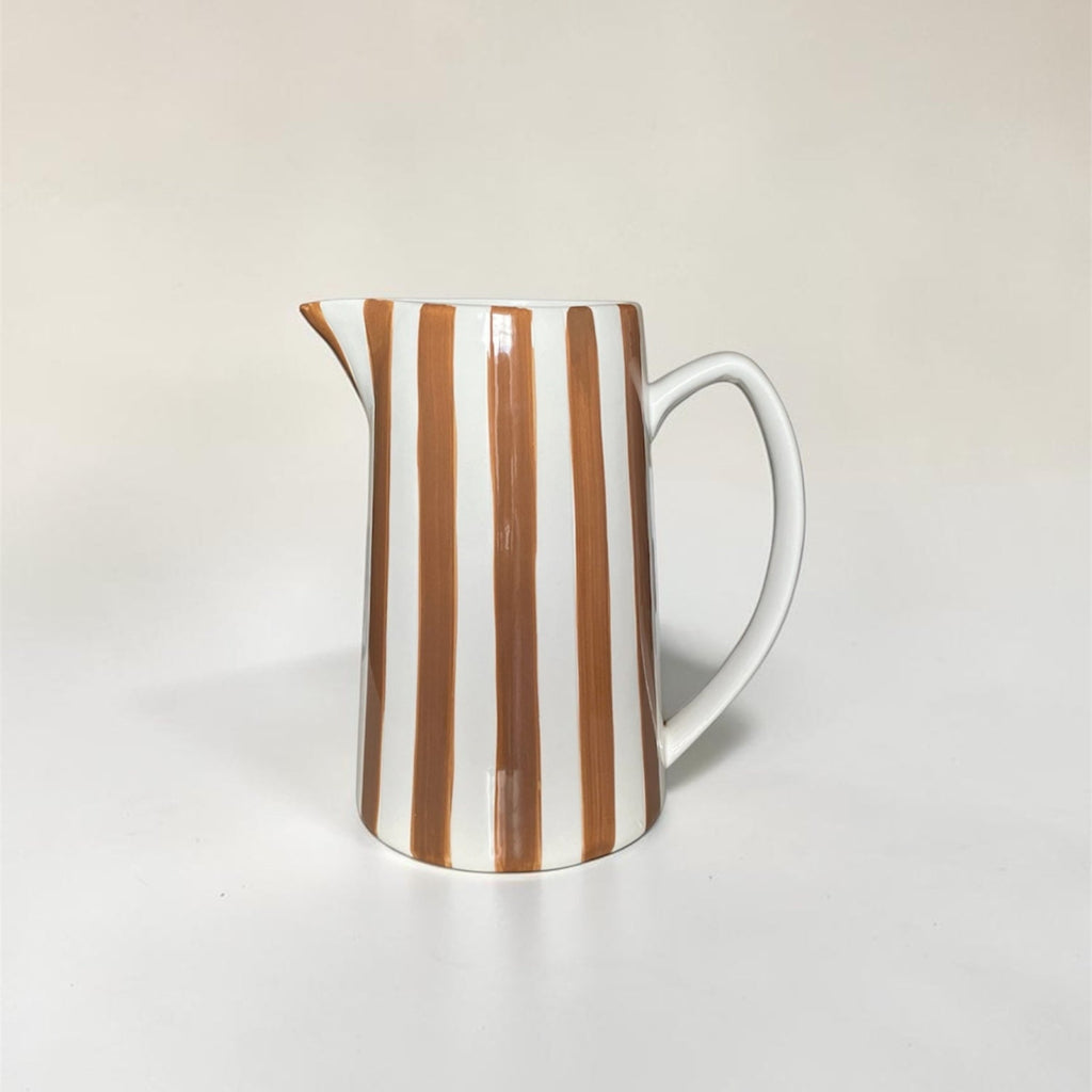 Vase pichet marron rayé en porcelaine – 21,3 cm